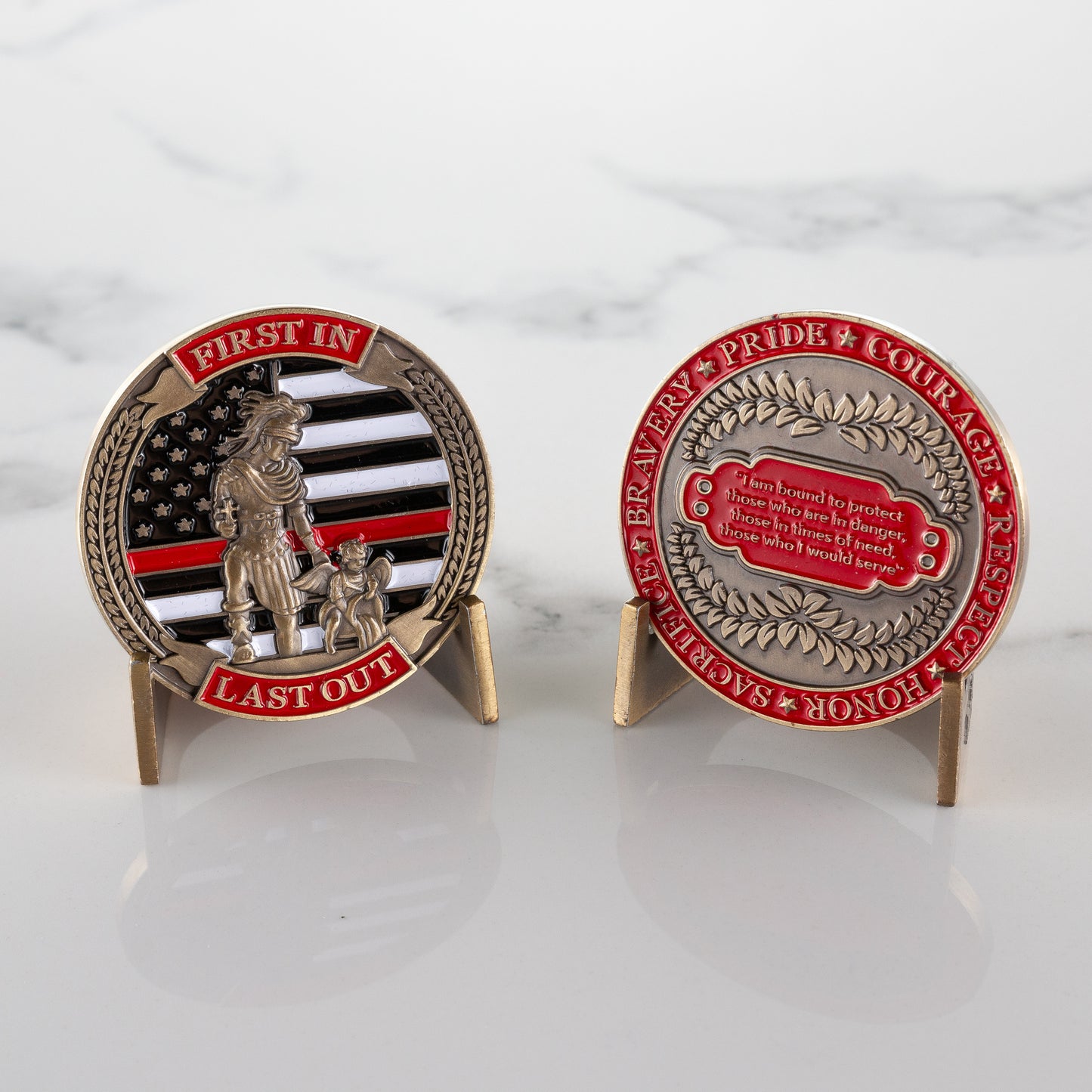 First In Last Out Firefighter Coin