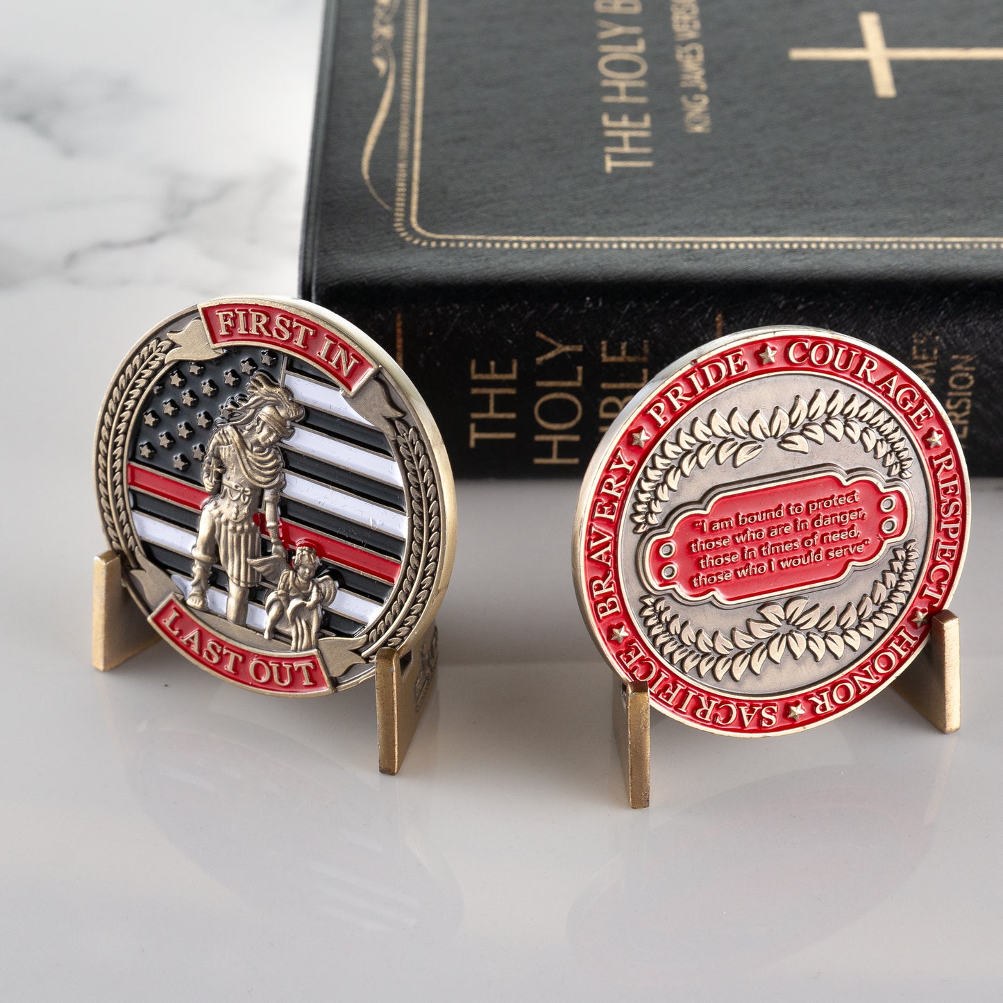 First In Last Out Firefighter Coin