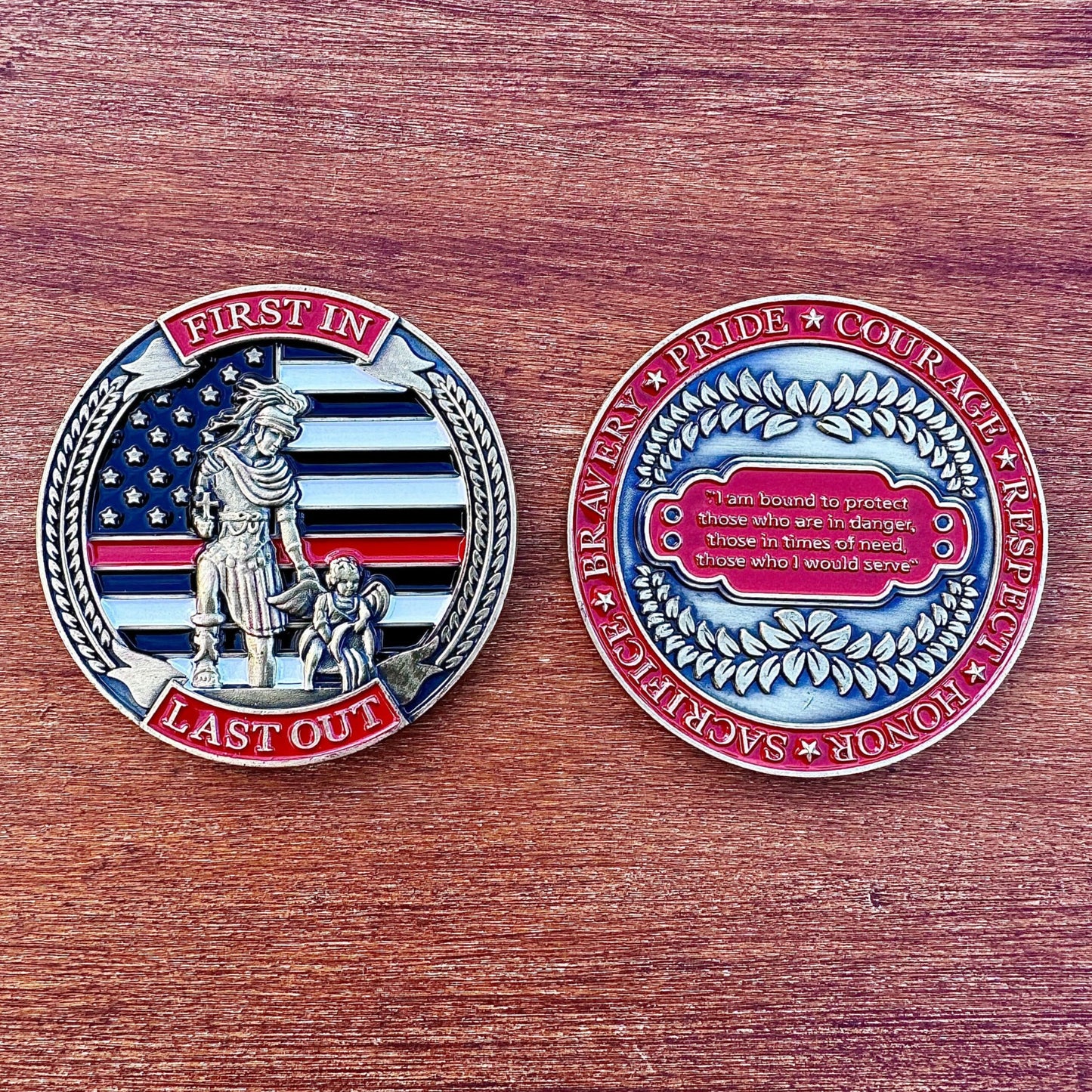 First In Last Out Firefighter Coin